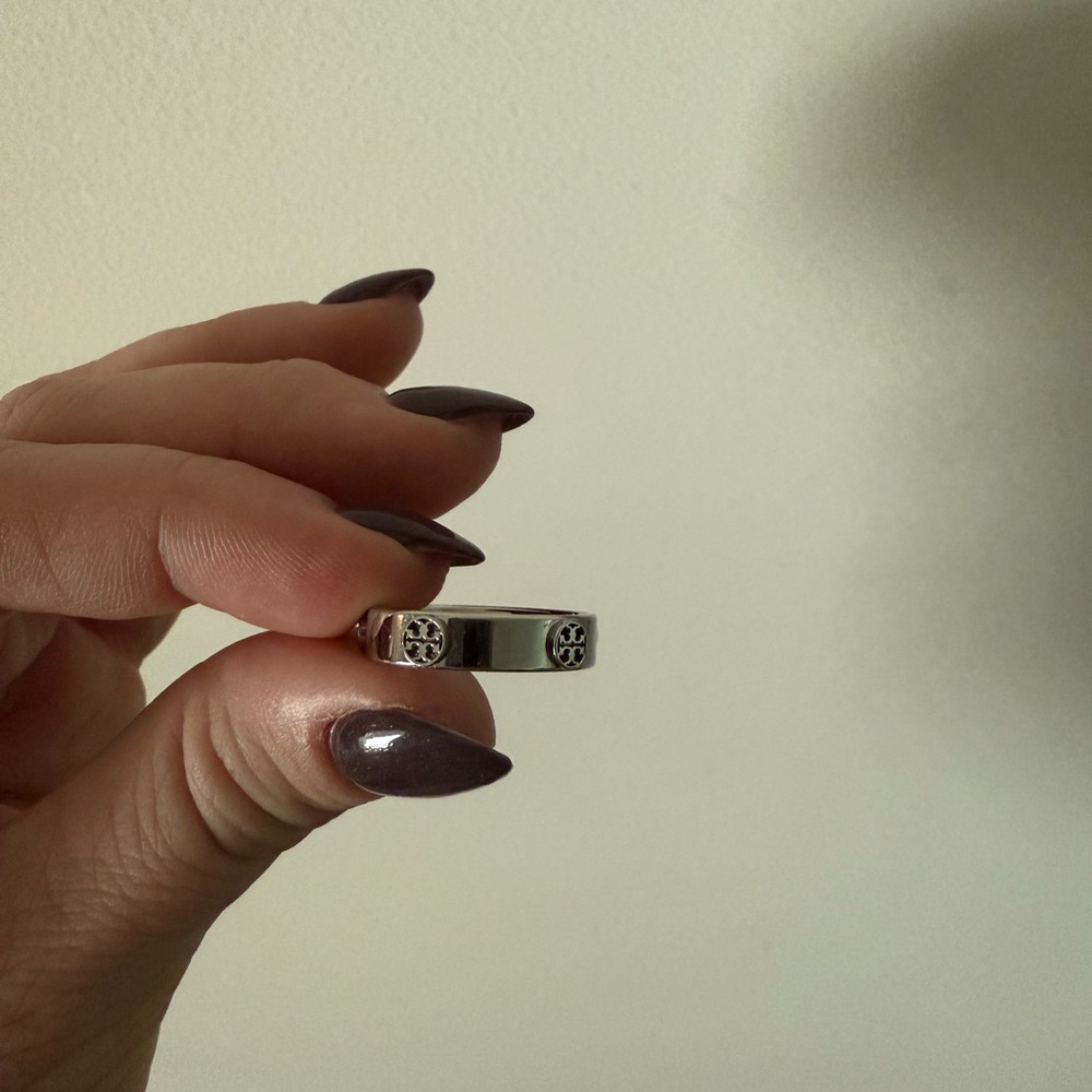 Tory Burch Silver Logo Ring